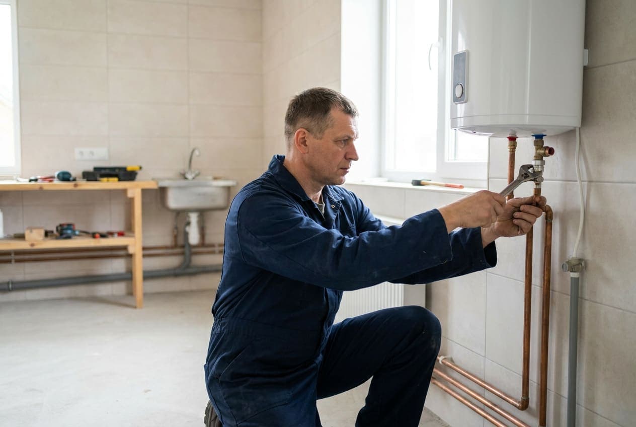 Santechnikas Klaipėdoje prijungia vandens šildytuvą