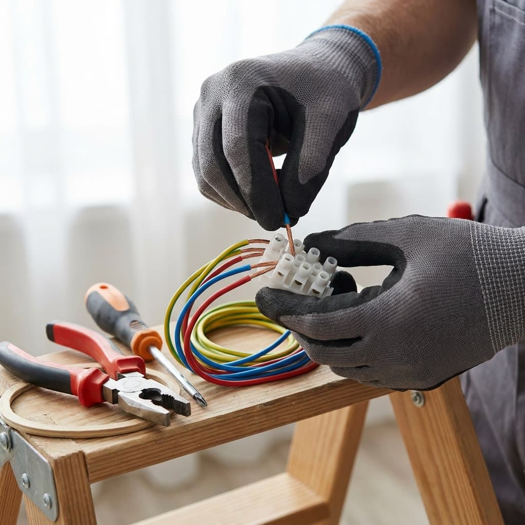 Elektriko rankos jungia šviestuvo laidus